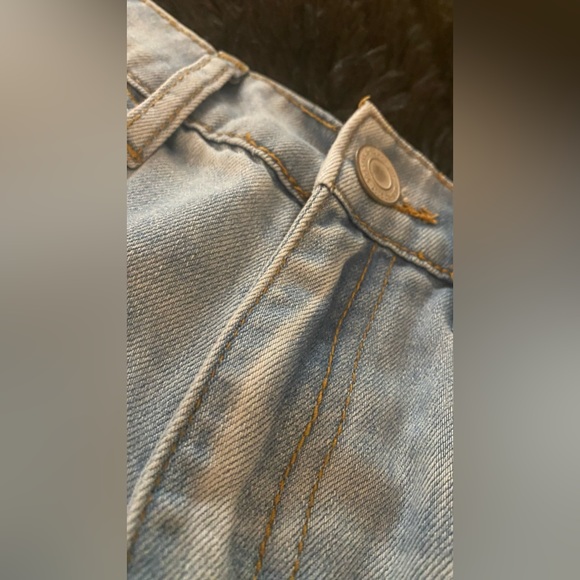 Bleached blue Jean wide legged snatched waist - Picture 3 of 8